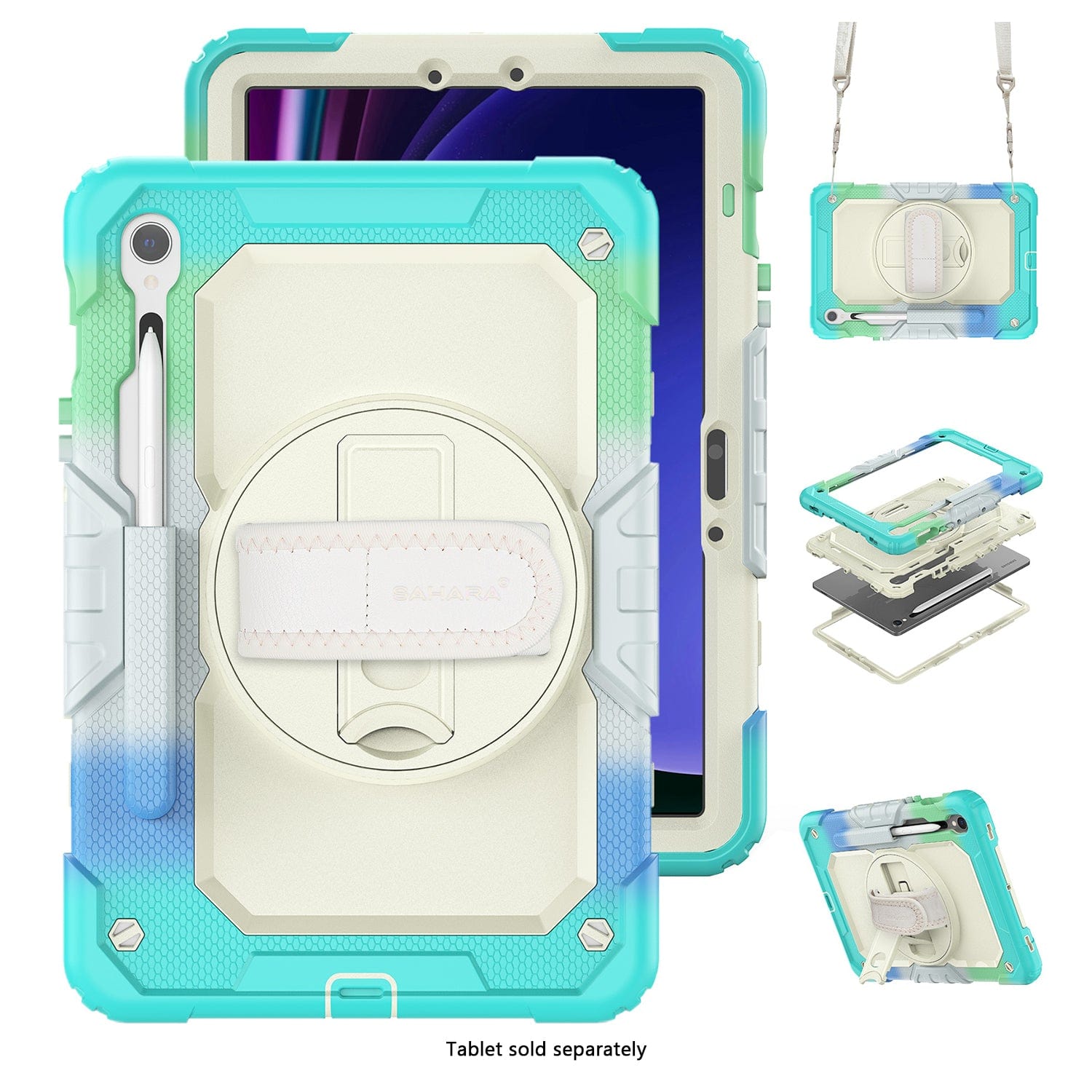 Samsung Galaxy Tab S10 Lite (2025)/S10 FE/S9/S9 FE Heavy Duty Kid Proof Case - Built-in Hand Strap and Kickstand | Wander Series