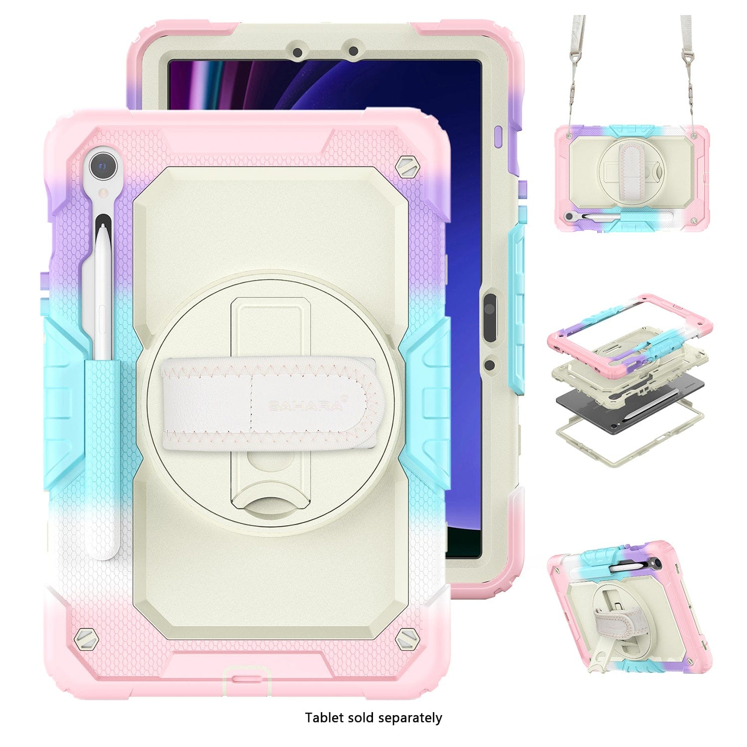 Samsung Galaxy Tab S10 Lite (2025)/S10 FE/S9/S9 FE Heavy Duty Kid Proof Case - Built-in Hand Strap and Kickstand | Wander Series