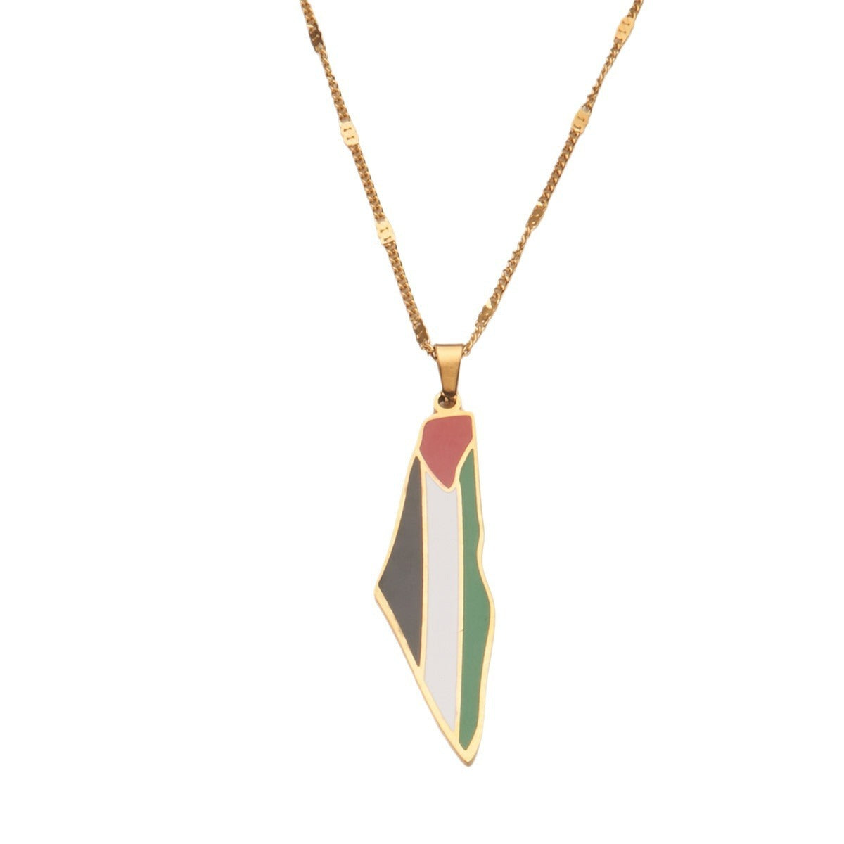Titanium steel stainless steel drip glue Middle East Palestine map pendant necklace