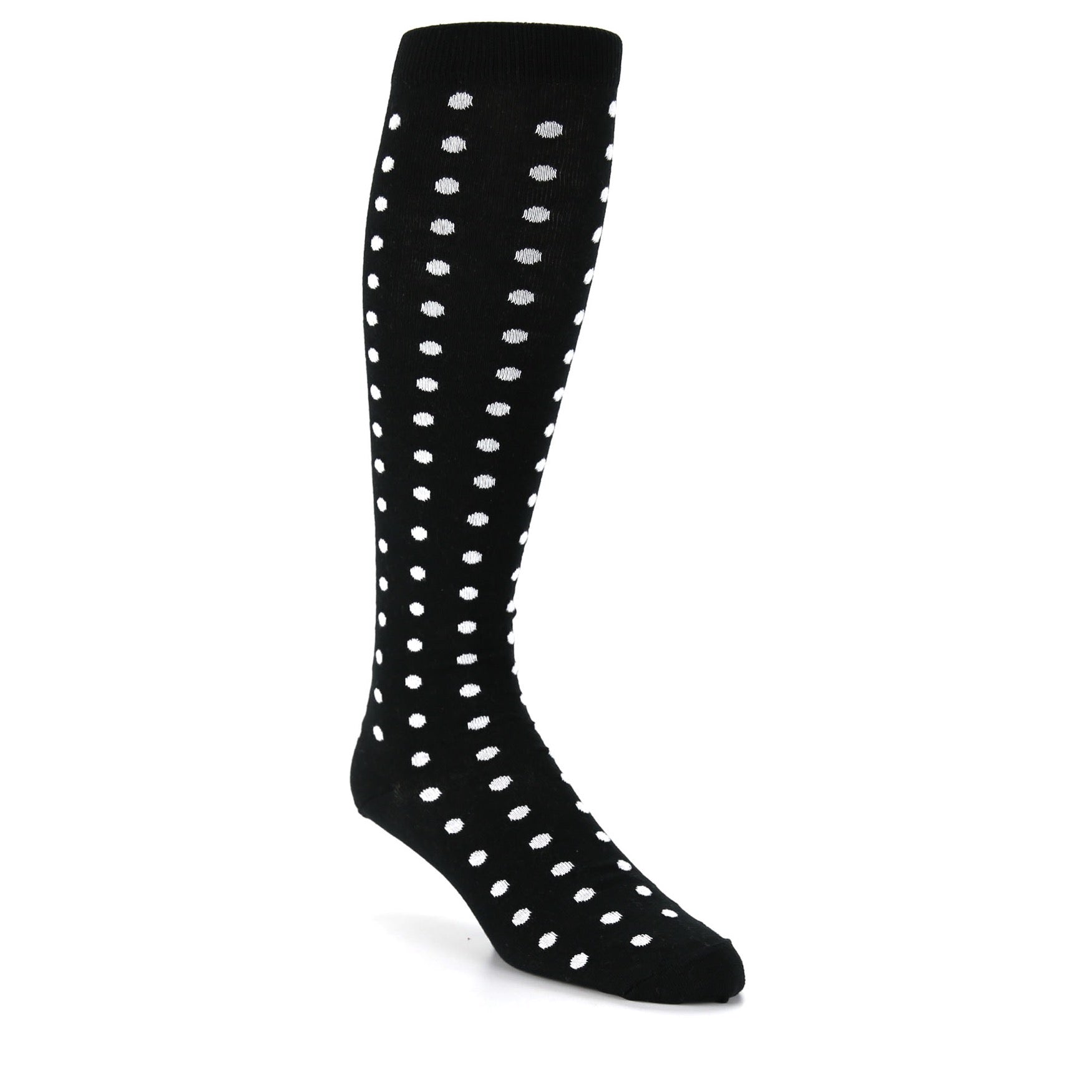 Black White Polka Dot Socks - Men's Over-the-Calf Socks