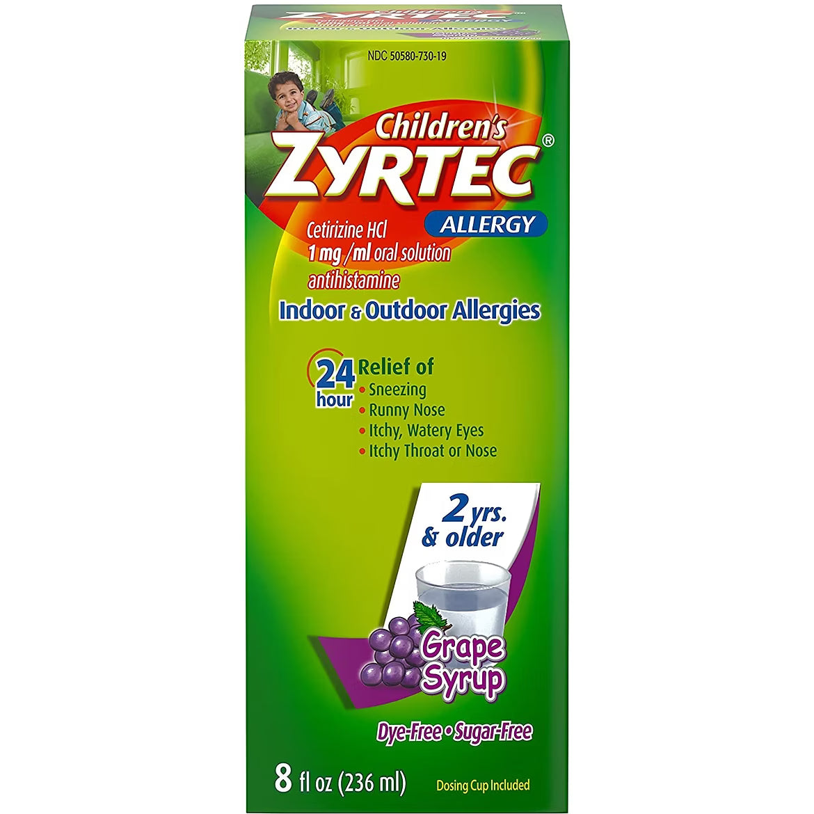 Children's Zyrtec Allergy Syrup - Grape Flavor (236ml)