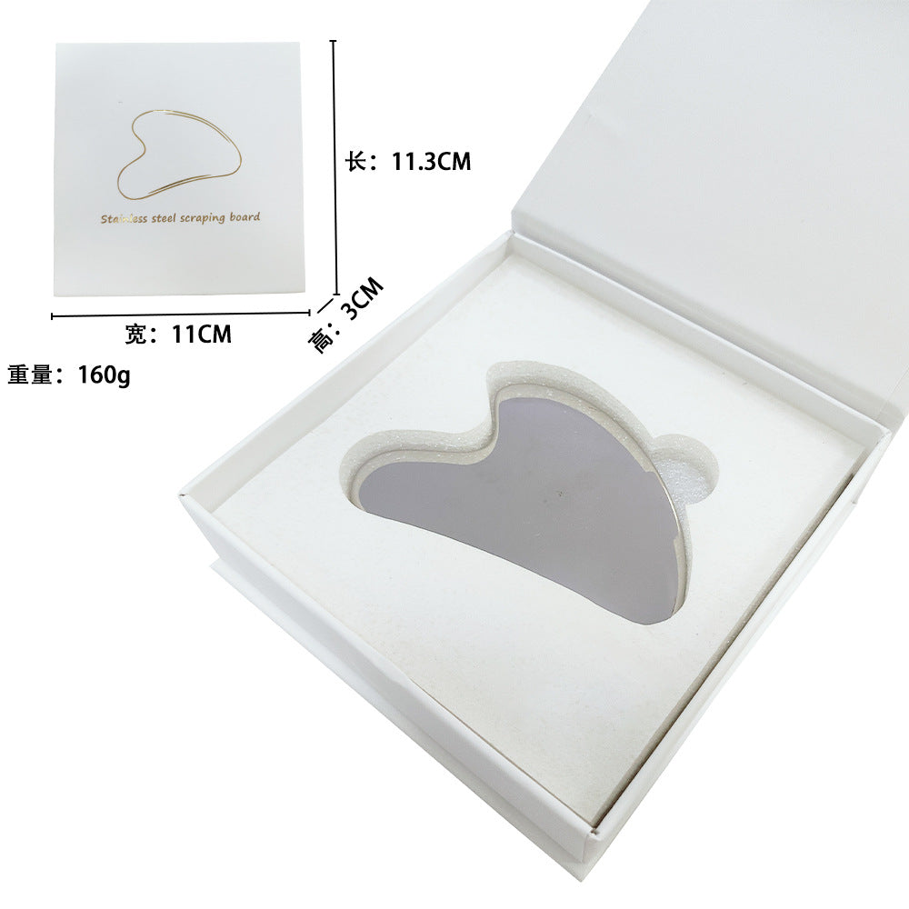 Factory direct stainless steel large heart-shaped scraping plate hand face scraping metal massage beauty tools wholesale