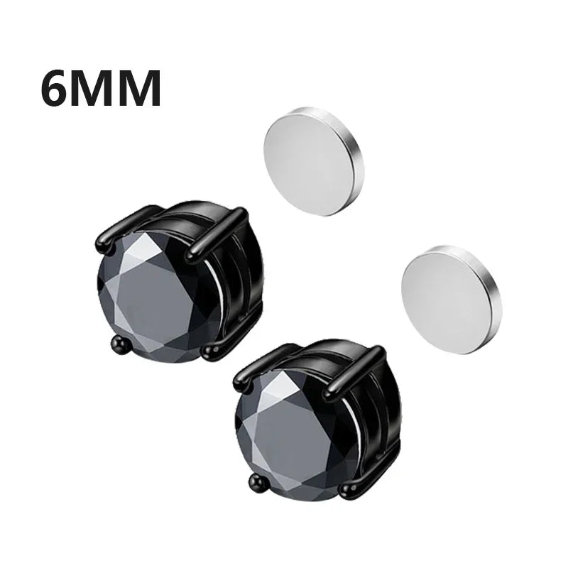Crystal Magnetic Clip Earrings for Men and Women | Non Piercing Round Zircon Studs