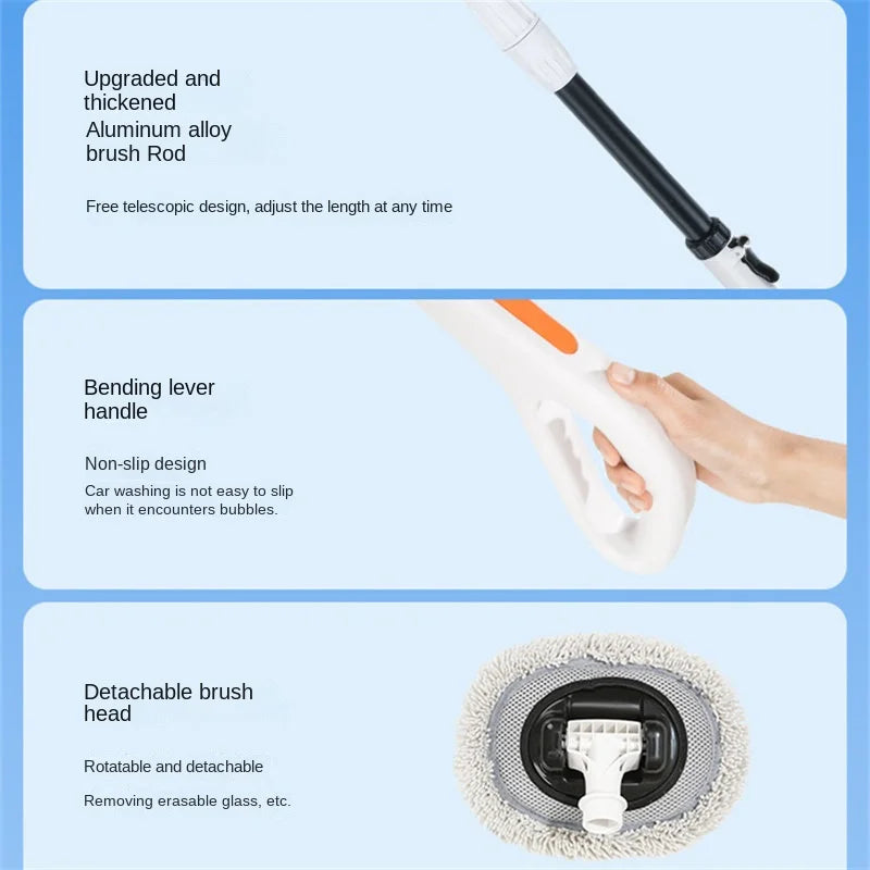 Car Wash Brush Car Cleaning Brush Telescoping Long Handle Mop Soft Hair Chenille Broom Window Wash Auto Accessories wash mop