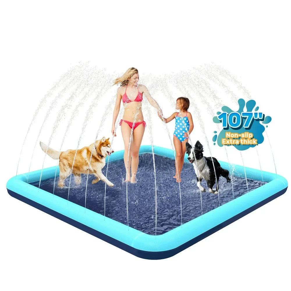 Super Sized Dog Water Play Mat And Children'S Swimming Pool -Foldable, Rubber Water Play Mat, Suitable For Outdoor Entertainment