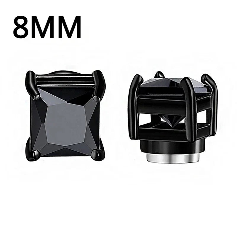 Crystal Magnetic Clip Earrings for Men and Women | Non Piercing Round Zircon Studs