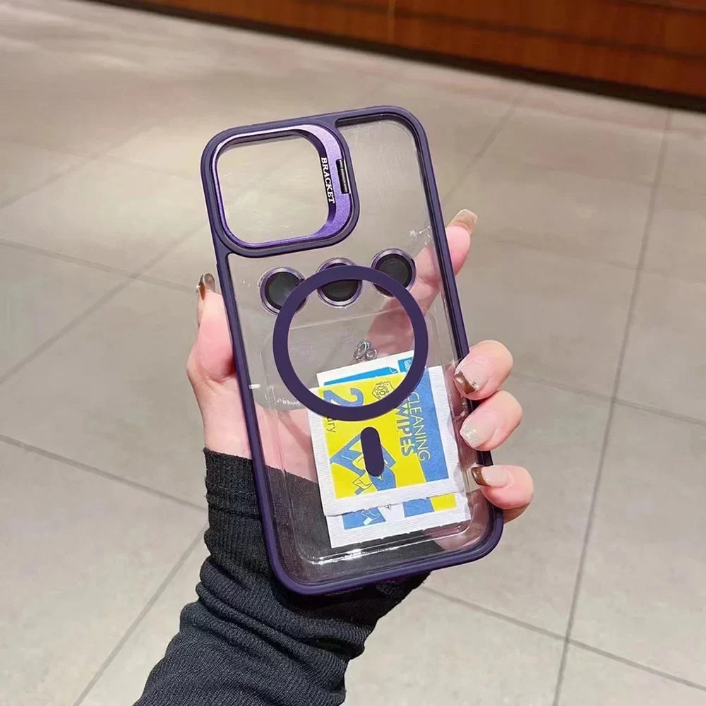Luxury Magnetic Shockproof Phone Case For iPhone 16 17 15 14 13 12 11 Pro Max Funda For Magsafe Stand Glass Lens Protector Cover