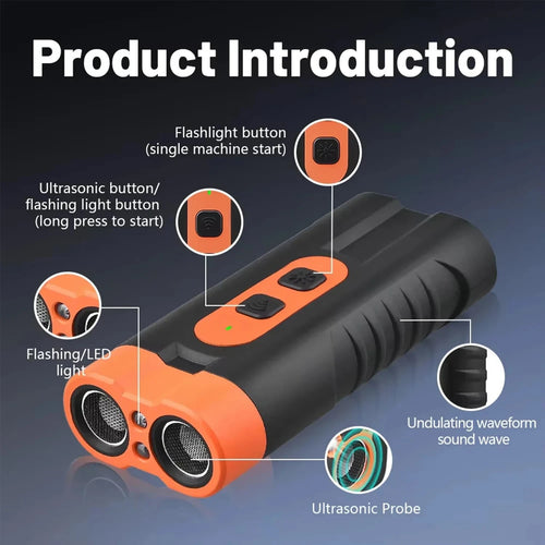 2025 Dual Head Ultrasonic Dog Repeller Anti Bark USB Rechargeable High-Power Dog Training Device with LED Flashlight