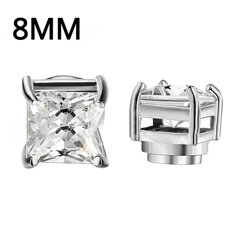 Crystal Magnetic Clip Earrings for Men and Women | Non Piercing Round Zircon Studs