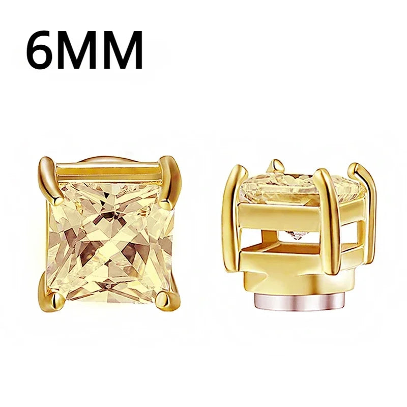 Crystal Magnetic Clip Earrings for Men and Women | Non Piercing Round Zircon Studs