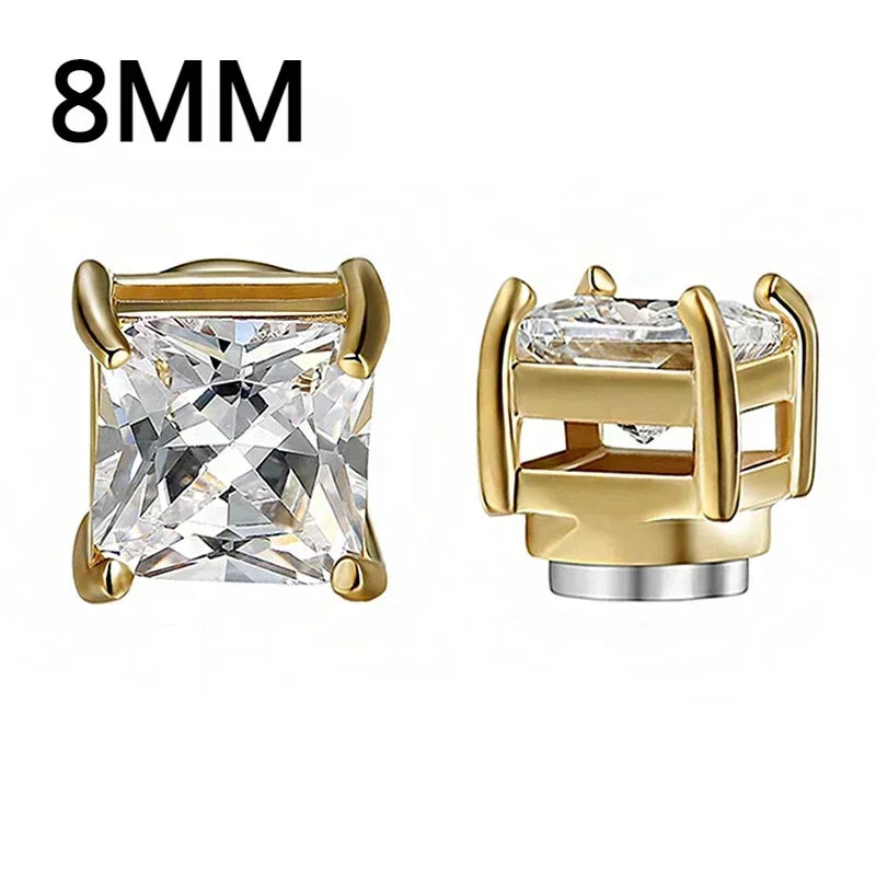 Crystal Magnetic Clip Earrings for Men and Women | Non Piercing Round Zircon Studs