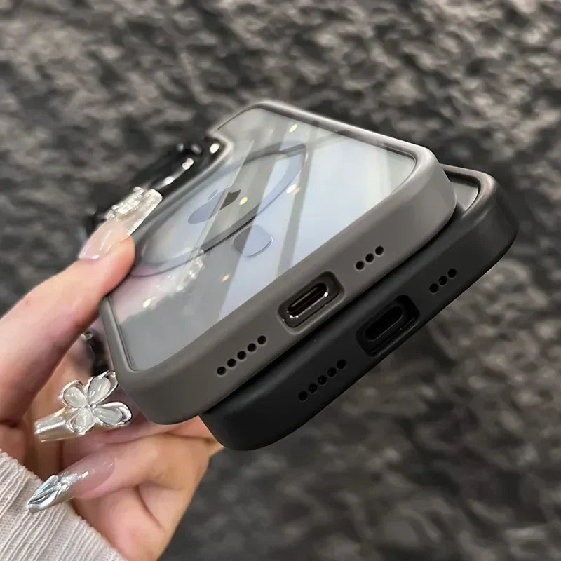 Luxury Magnetic Shockproof Phone Case For iPhone 16 17 15 14 13 12 11 Pro Max Funda For Magsafe Stand Glass Lens Protector Cover
