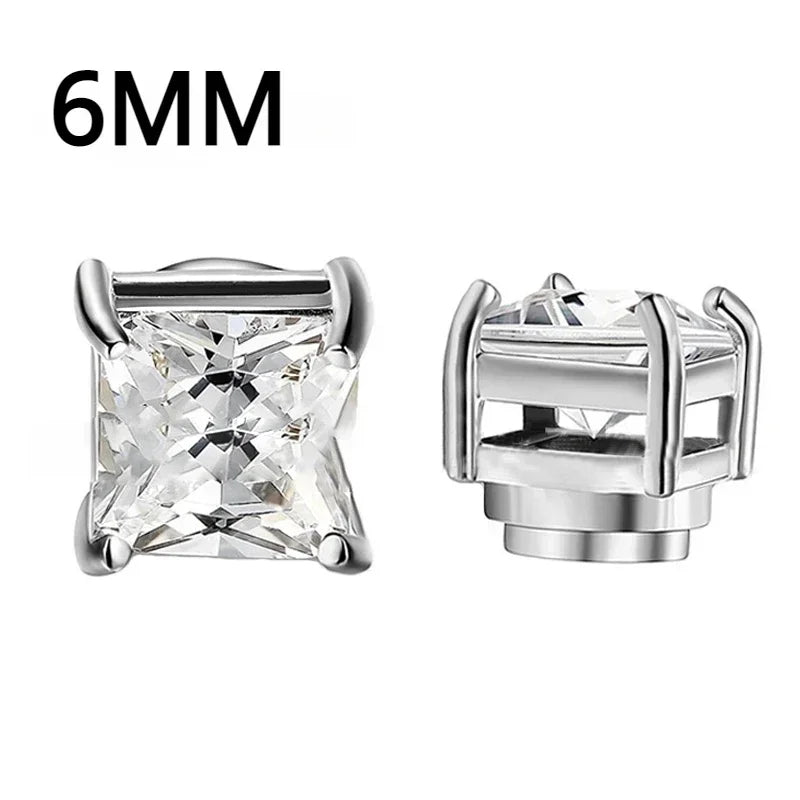 Crystal Magnetic Clip Earrings for Men and Women | Non Piercing Round Zircon Studs