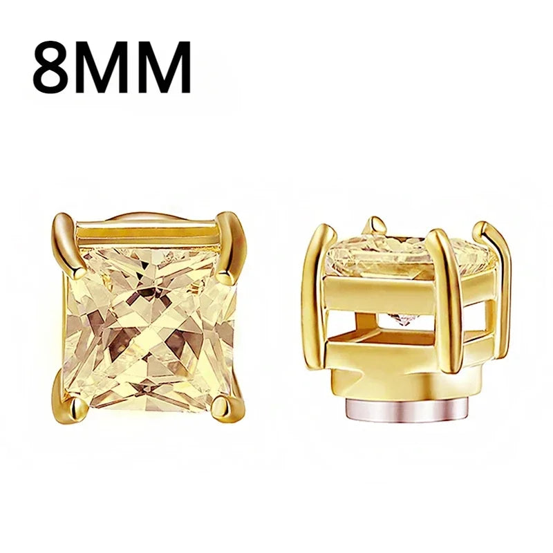 Crystal Magnetic Clip Earrings for Men and Women | Non Piercing Round Zircon Studs