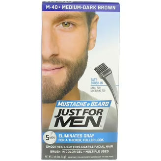 Just For Men Brush-In Color Gel for Mustache & Beard, M-25 Light Brown, 1 ea