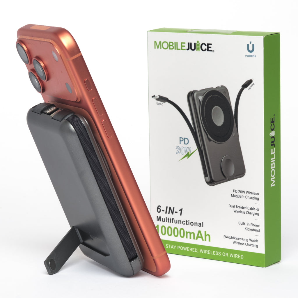 10KmAh  6-in-1 Magnetic or Wired Power Bank