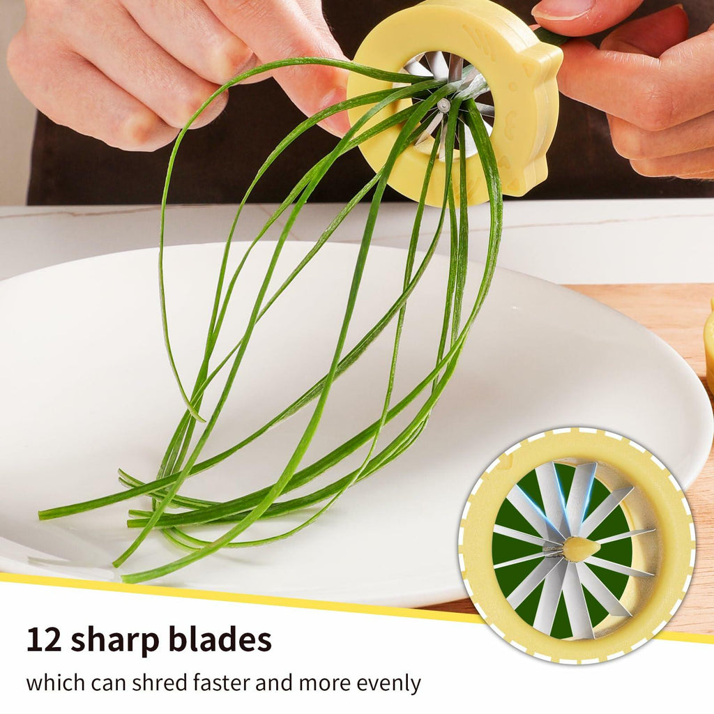 NECOOKS Cute Cat Green Onion Slicer 12 Stainless Steel Blades 1 Pack
