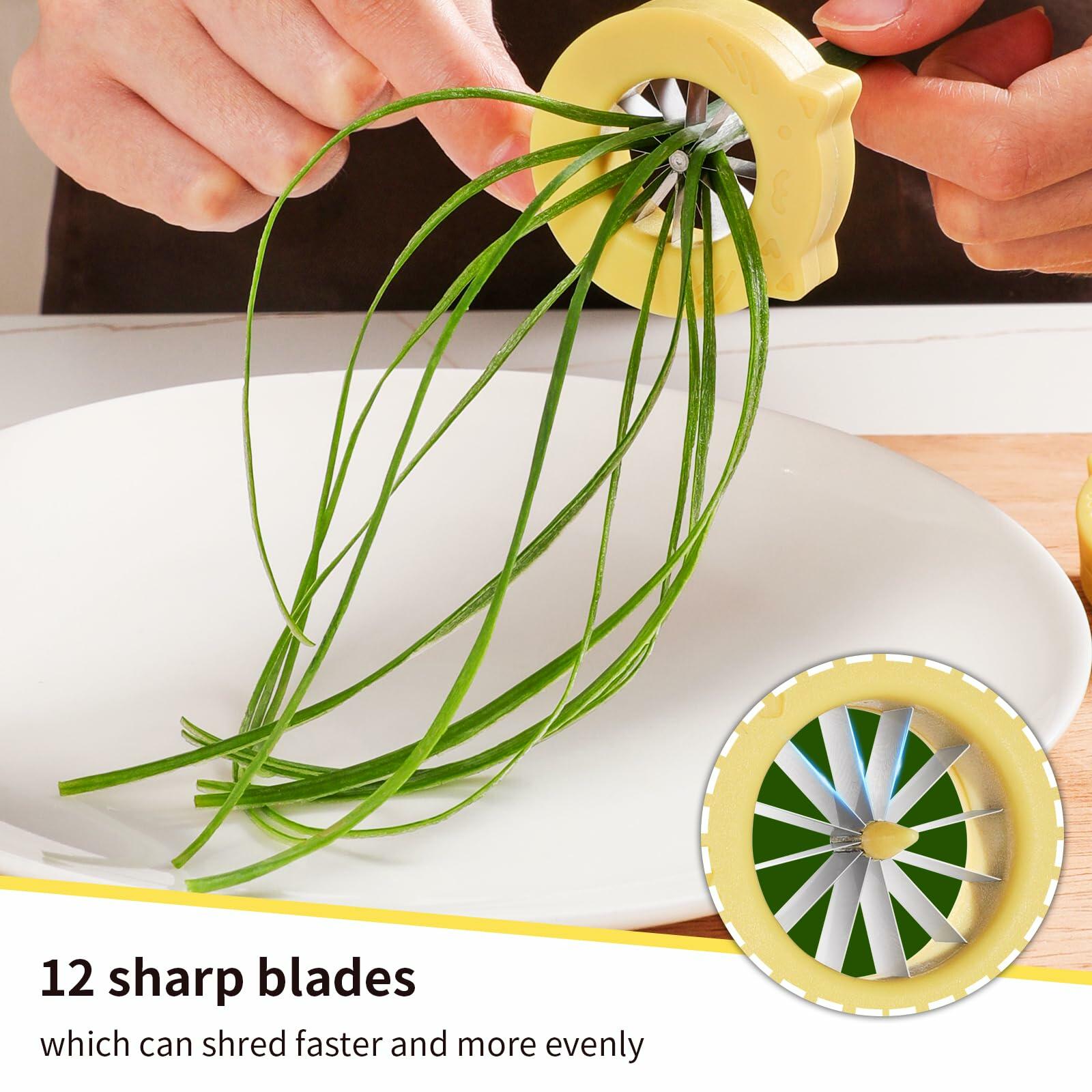 NECOOKS Cute Cat Green Onion Slicer 12 Stainless Steel Blades 1 Pack