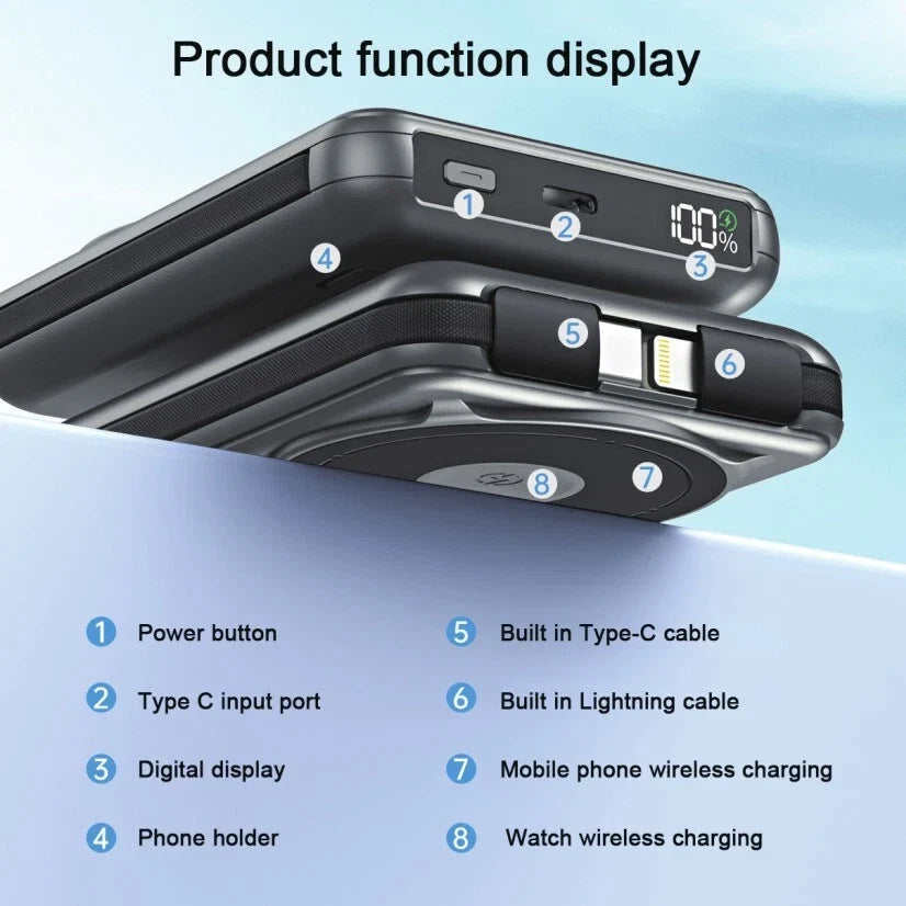 10KmAh  6-in-1 Magnetic or Wired Power Bank